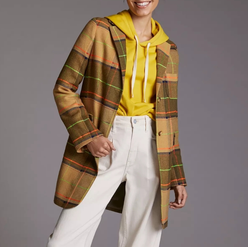 Antrhopologie Vilagallo Multicolor Plaid Coat